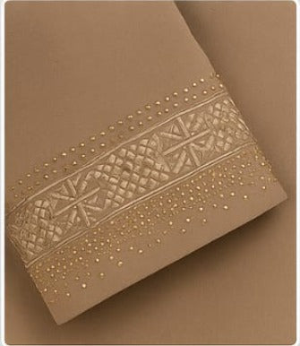 Paratha Luxury Brown Burkha with Golden Embroidery | Elegant Modest Wear