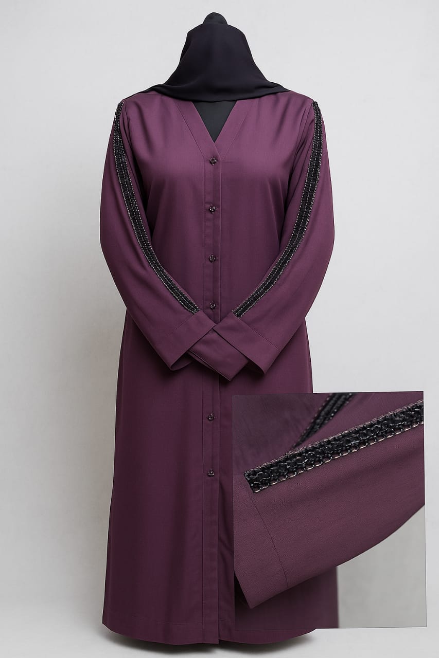 Purple Burkha with Black Bead Work | Stylish Modest Wear